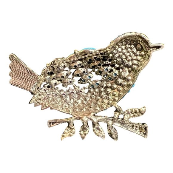 Bluebird Jeweled Brooch โ Vintage-Style Sparkle - Picture 2 of 4